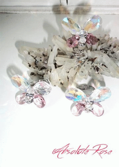 Пръстен пеперуда с кристали Butterfly Lilac